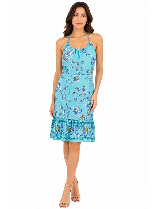 Dresses & Skirts - NWT Sienna Aqua Blue Floral Halter Midi Dress Size 8